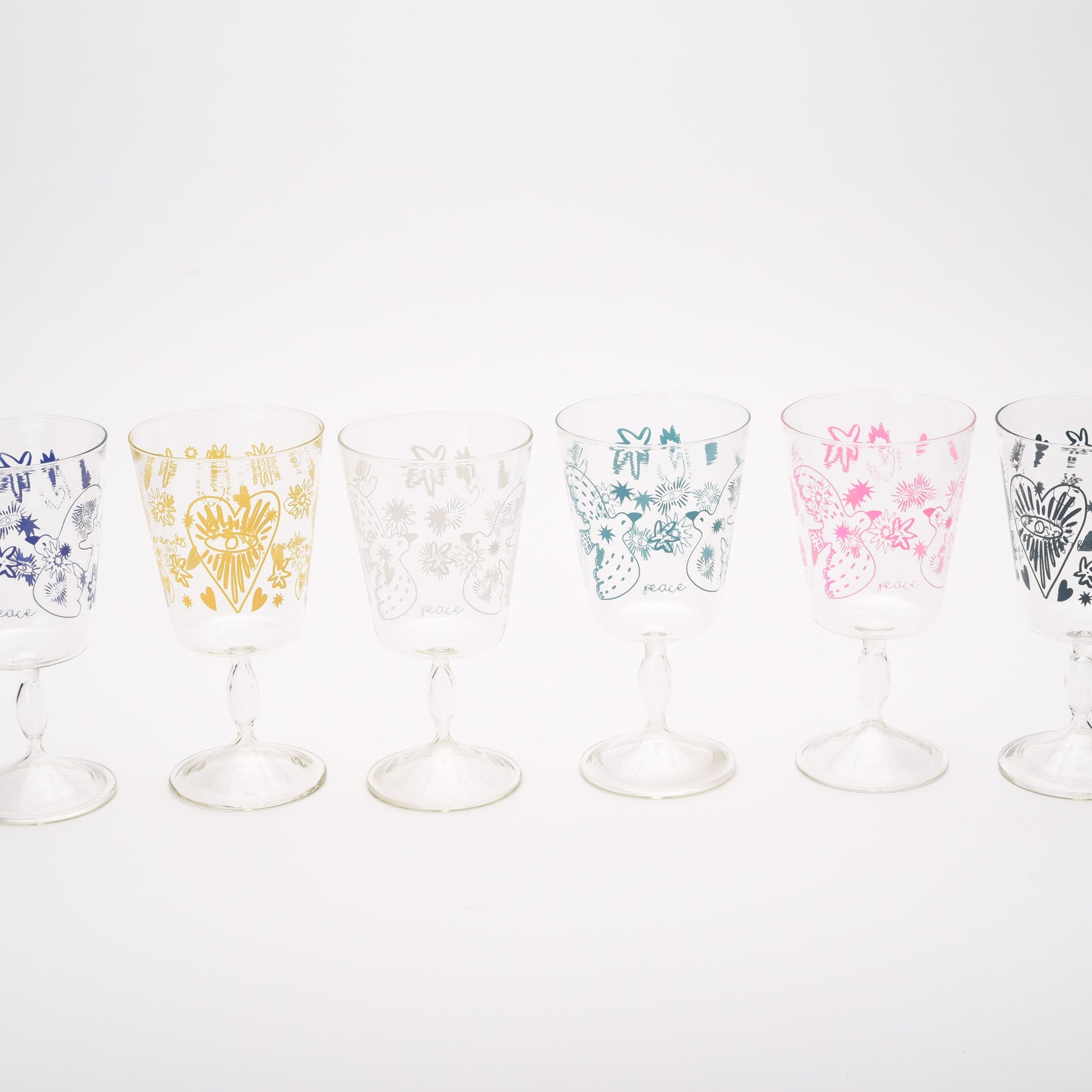 Stem Glass Printed -set of 4