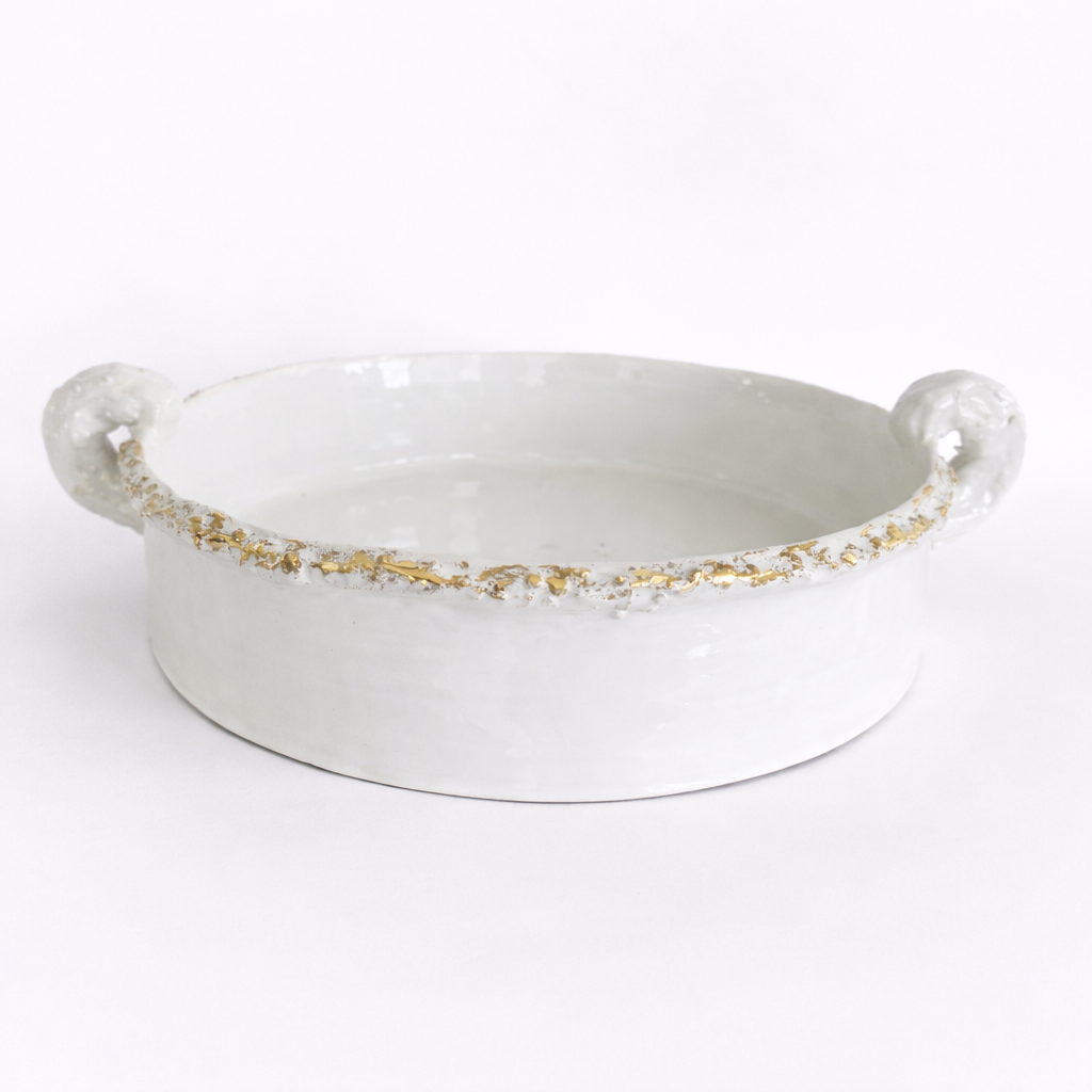 Textured Round Bowl with handles