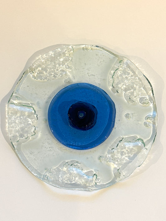 Glass incense holder - blue eye