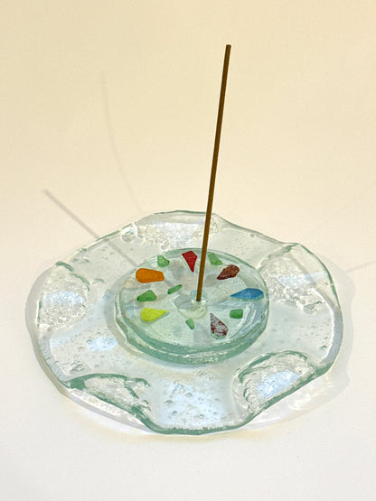 Glass incense holder- petals