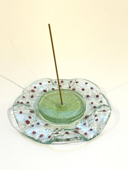 Glass incense holder dotted