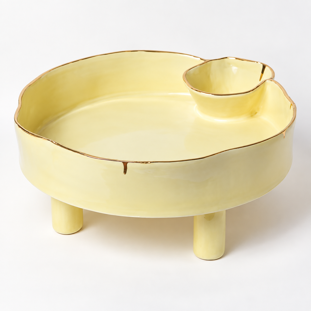 Ceramic elevated Round bowl with mini bowl