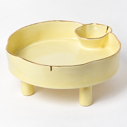 Ceramic elevated Round bowl with mini bowl