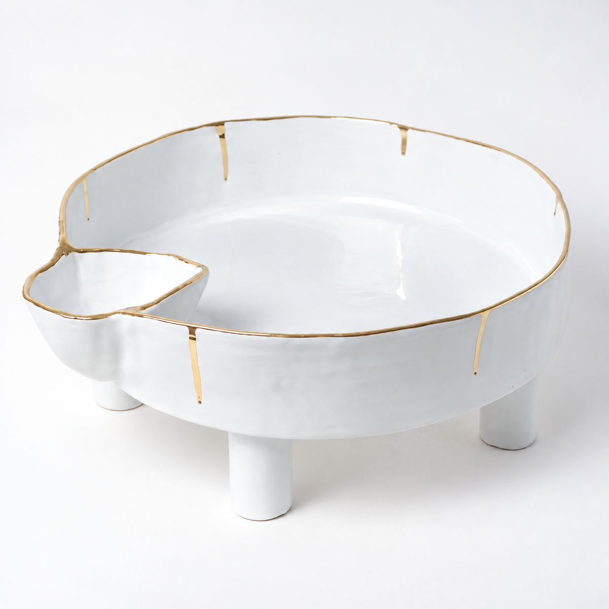 Ceramic elevated Round bowl with mini bowl