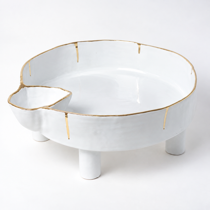 Ceramic elevated Round bowl with mini bowl