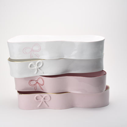 Ceramic Oval Thin Bowl  with Bow