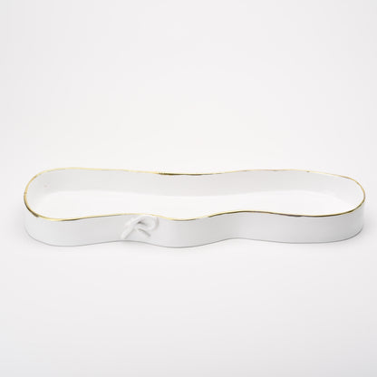 Ceramic Oval  Flat Platter with Bow