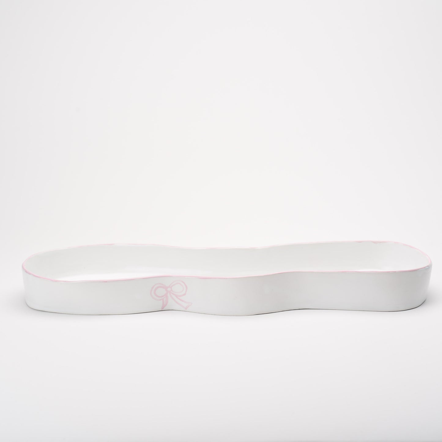 Ceramic Oval  Flat Platter with Bow