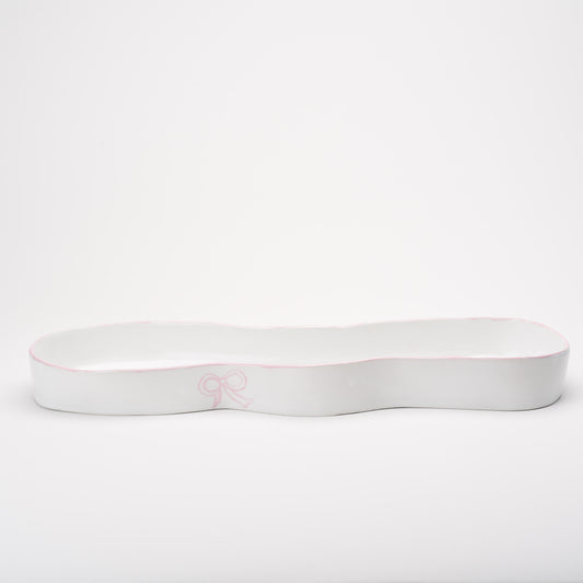Ceramic Oval  Flat Platter with Bow