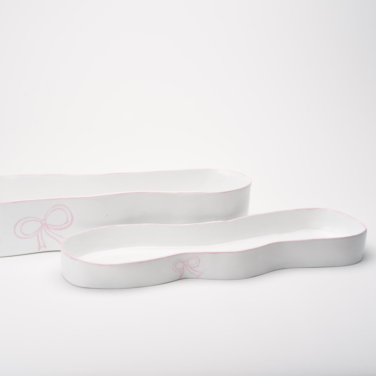 Ceramic Oval  Flat Platter with Bow