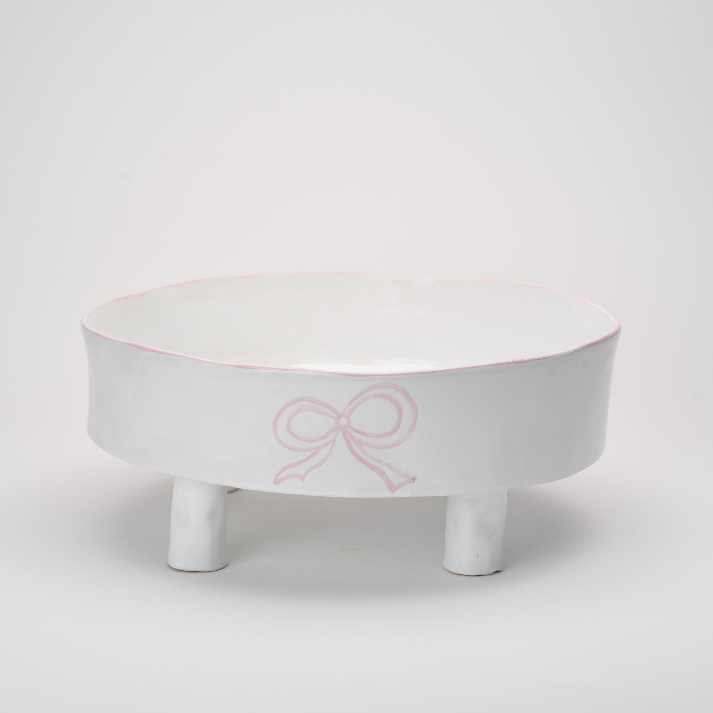 Ceramic Elevated Round Bowl with Bow