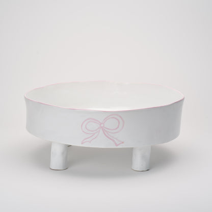 Ceramic Elevated Round Bowl with Bow