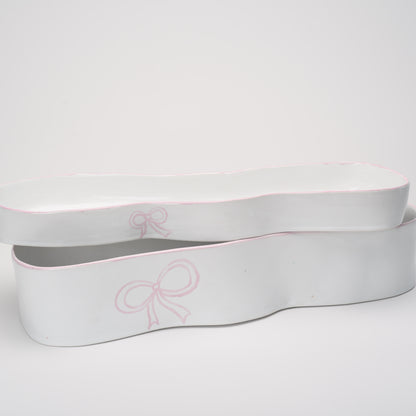 Ceramic Oval  Flat Platter with Bow