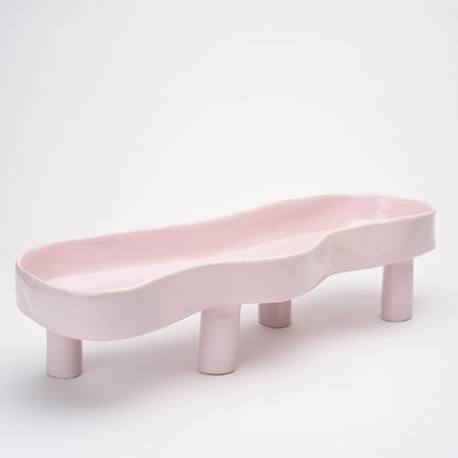 Ceramic elevated oval thin flat bowl