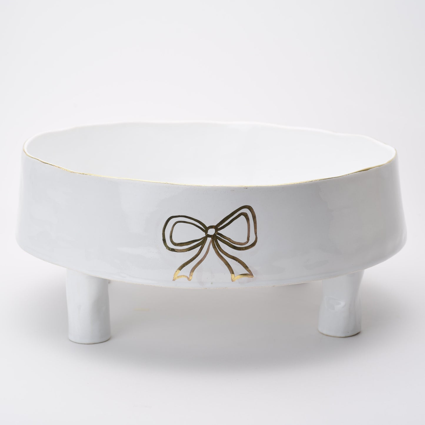 Ceramic Elevated Round Bowl with Bow