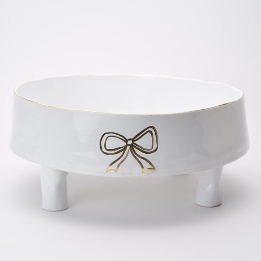 Ceramic Elevated Round Bowl with Bow