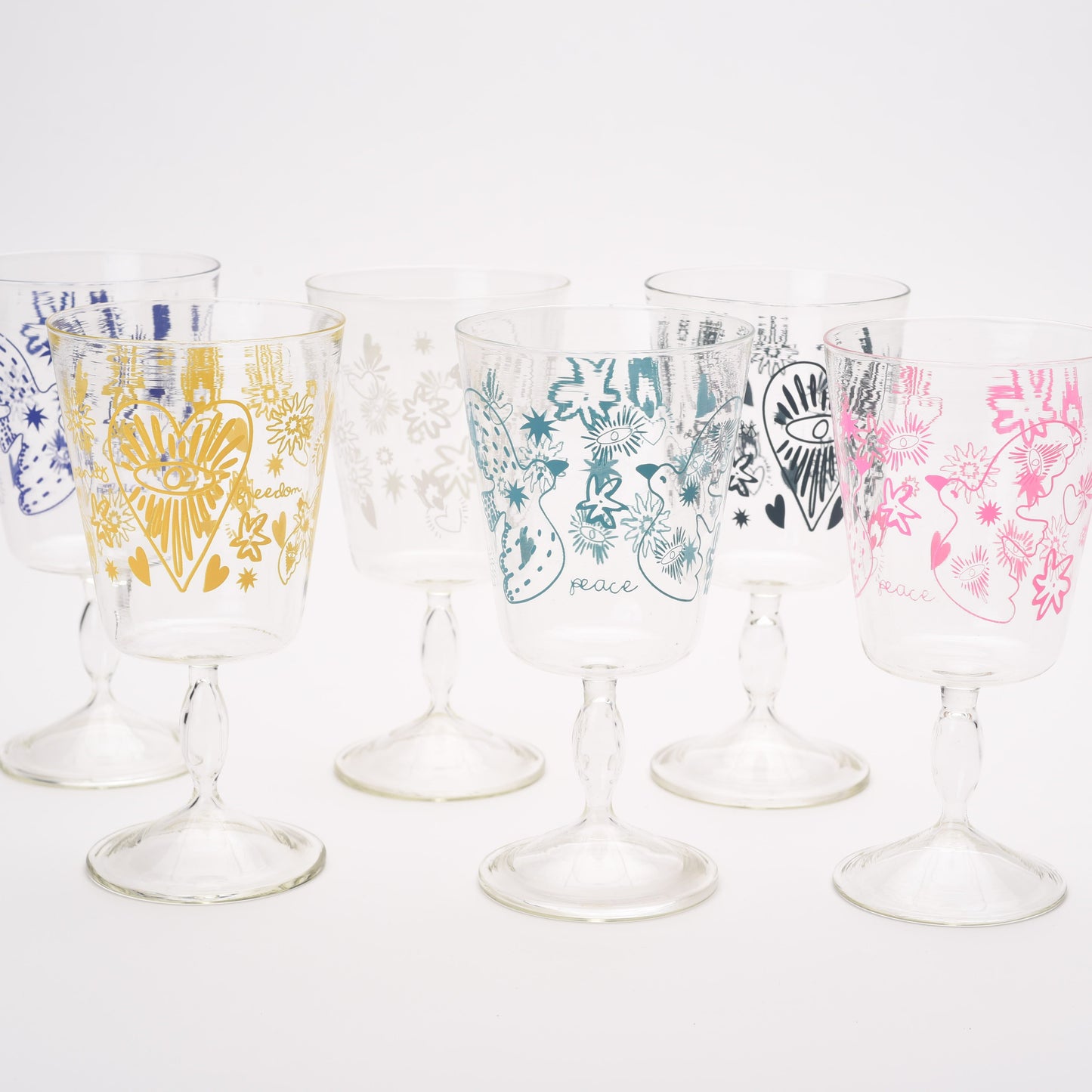 Stem Glass Printed -set of 4