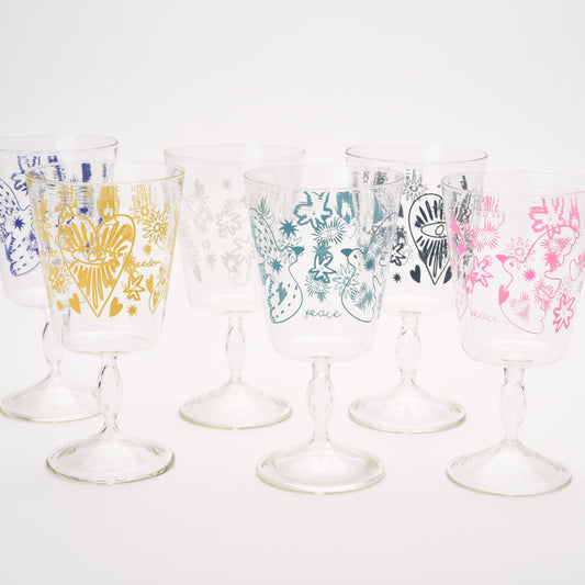 Stem Glass Printed -set of 4