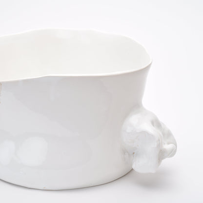 Ceramic deep bowl with handles