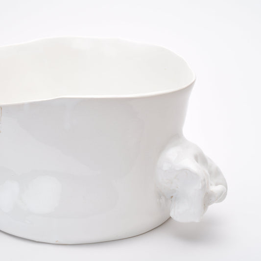 Ceramic deep bowl with handles