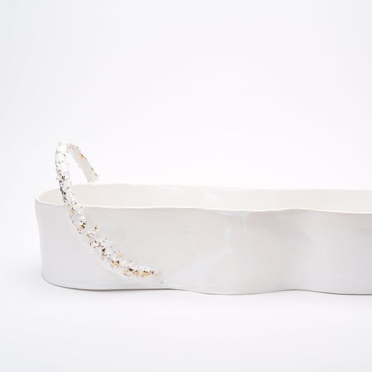 ceramic oval flow with handle